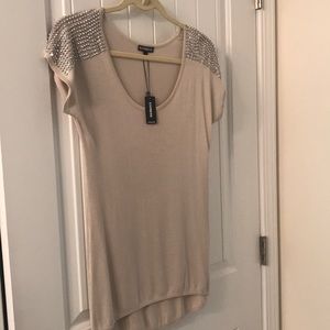 Express studded sleeve short-sleeve sweater